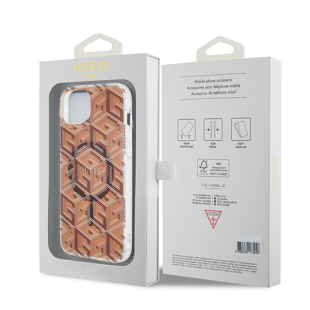 MagSafe cover til Apple iPhone 15 Plus, Guess, IML Gcube, Brun