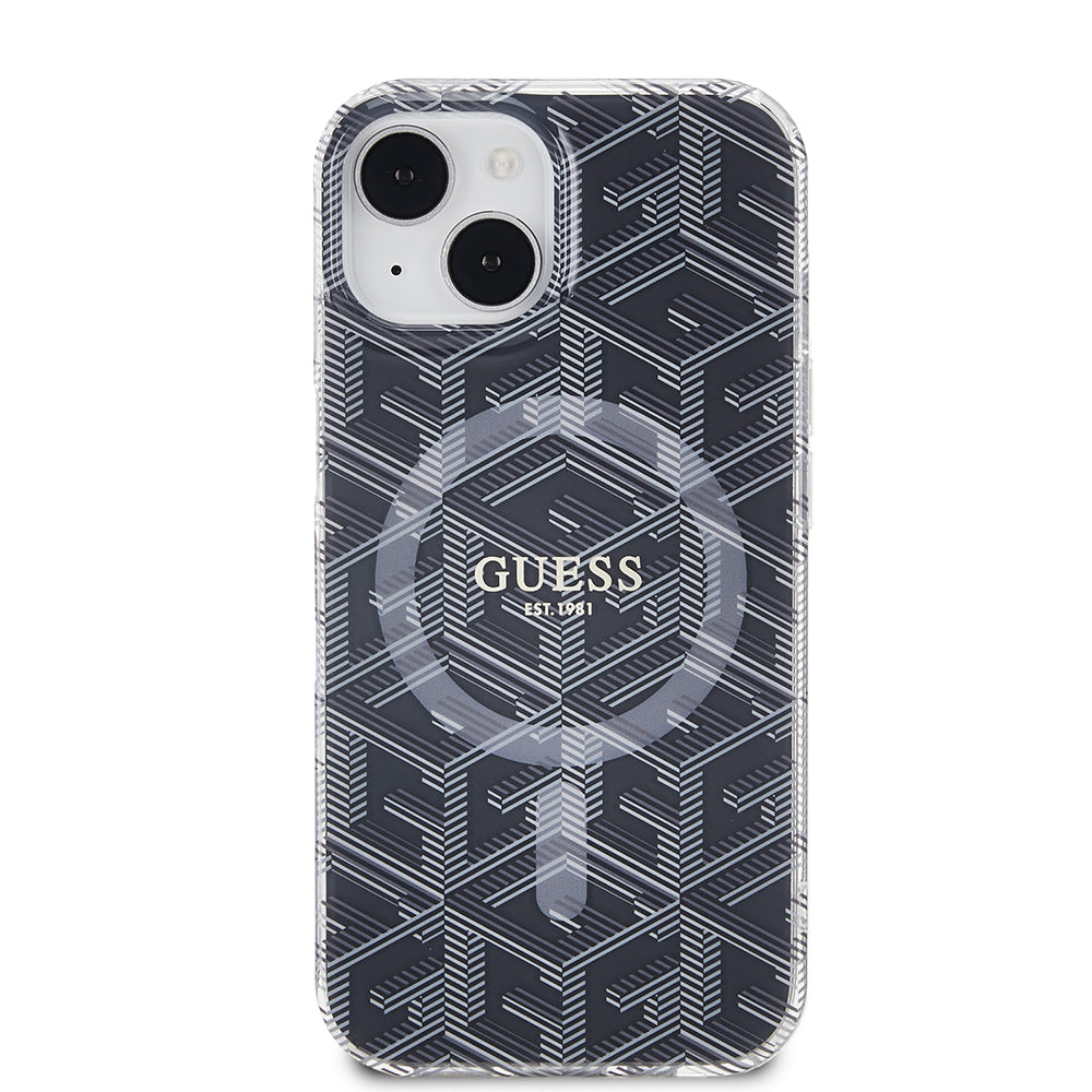MagSafe cover til Apple iPhone 15 Plus, Guess, IML Gcube, Sort