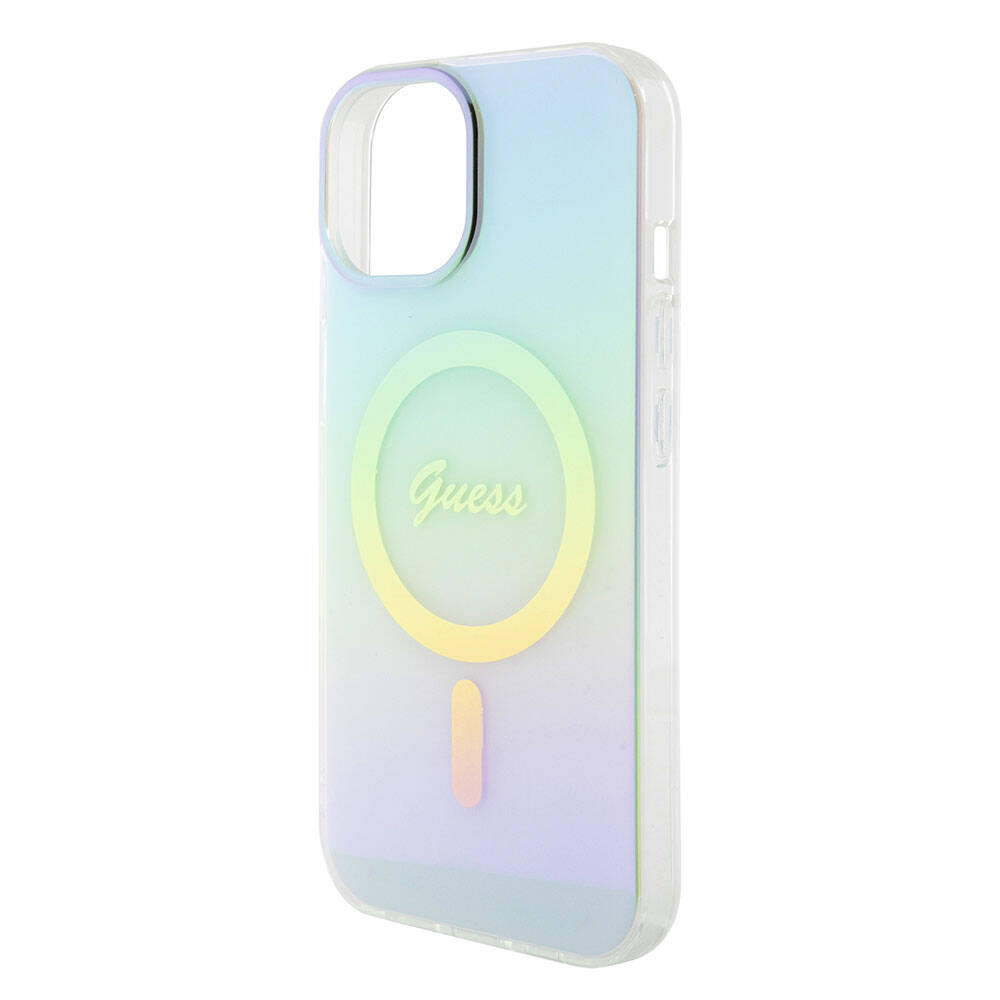 MagSafe cover til Apple iPhone 15 Plus, Guess, IML Iridescent, Turkis