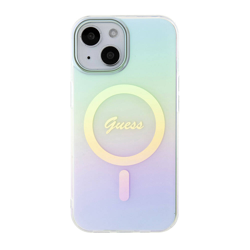 MagSafe cover til Apple iPhone 15 Plus, Guess, IML Iridescent, Turkis
