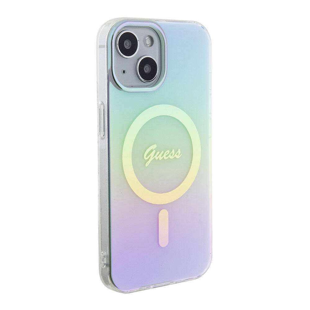 MagSafe cover til Apple iPhone 15 Plus, Guess, IML Iridescent, Turkis