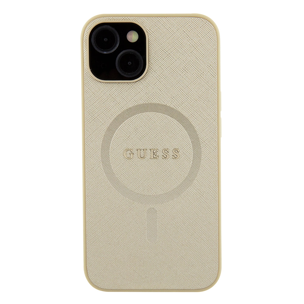 MagSafe cover til Apple iPhone 15 Plus, Guess, Saffiano, Guld