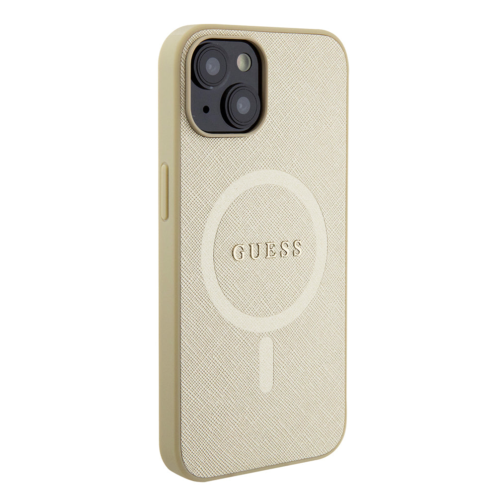 MagSafe cover til Apple iPhone 15 Plus, Guess, Saffiano, Guld