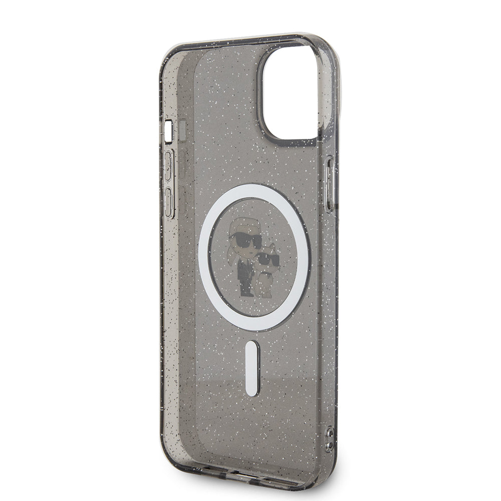 MagSafe cover til Apple iPhone 15 Plus, Karl Lagerfeld, Glitter, Sort