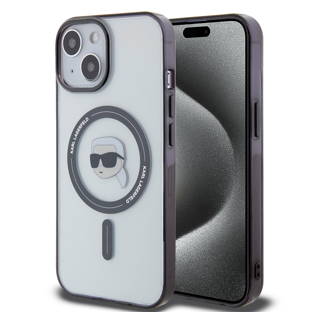 MagSafe cover til Apple iPhone 15 Plus, Karl Lagerfeld, IML Karl's Head, Transparent