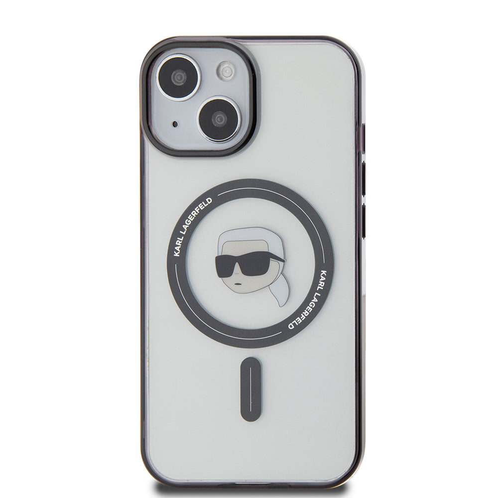 MagSafe cover til Apple iPhone 15 Plus, Karl Lagerfeld, IML Karl's Head, Transparent