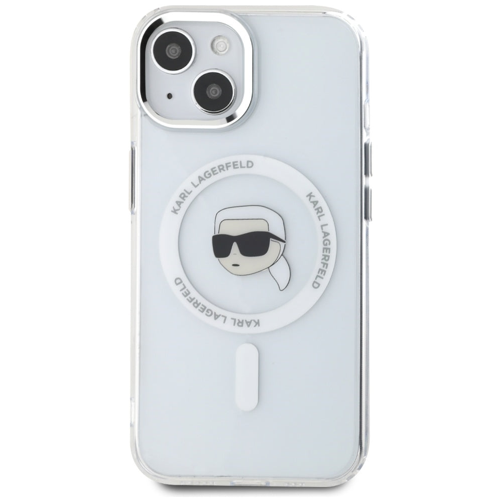 MagSafe cover til Apple iPhone 15 Plus, Karl Lagerfeld, IML Metal Karl's Head, Hvid