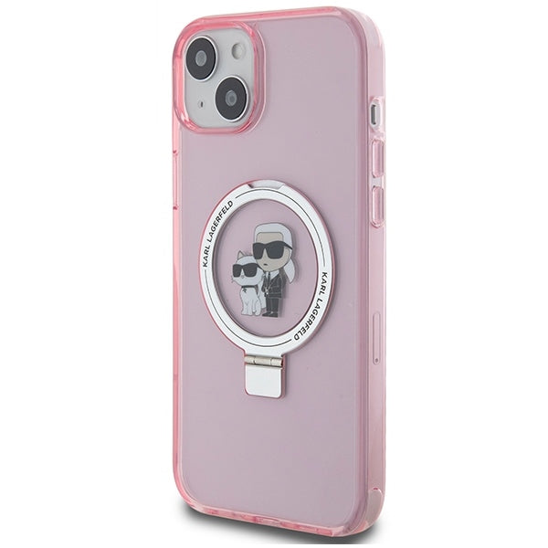 MagSafe cover til Apple iPhone 15 Plus, Karl Lagerfeld, Ring Stand Karl & Choupette, Pink