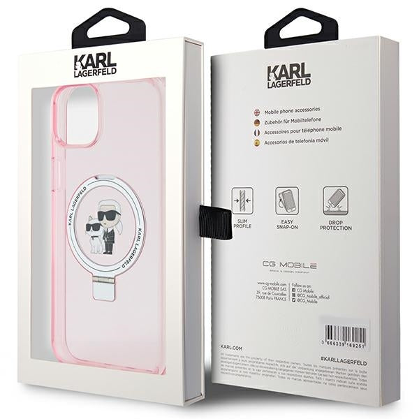 MagSafe cover til Apple iPhone 15 Plus, Karl Lagerfeld, Ring Stand Karl & Choupette, Pink