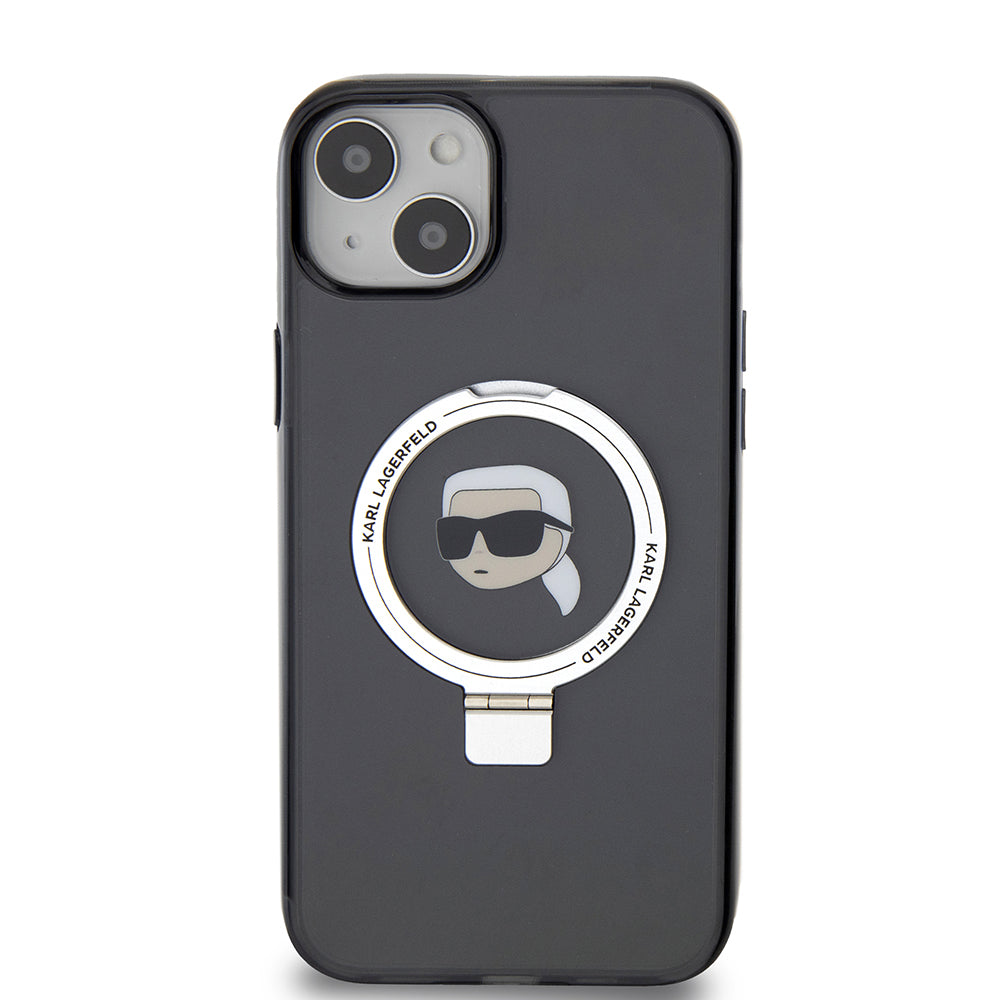 MagSafe cover til Apple iPhone 15 Plus, Karl Lagerfeld, Ring Stand Karl's Head, Sort