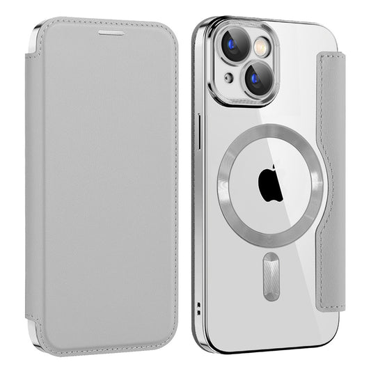 MagSafe-etui til Apple iPhone 15 Plus, Techsuit, SmartMag Book, Grå