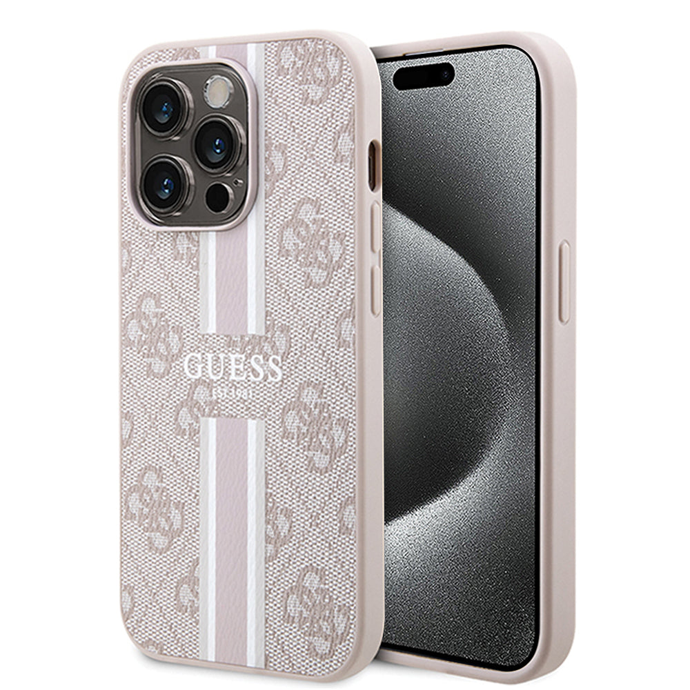 MagSafe cover til Apple iPhone 15 Pro, Guess, 4G Printed Stripes, Pink