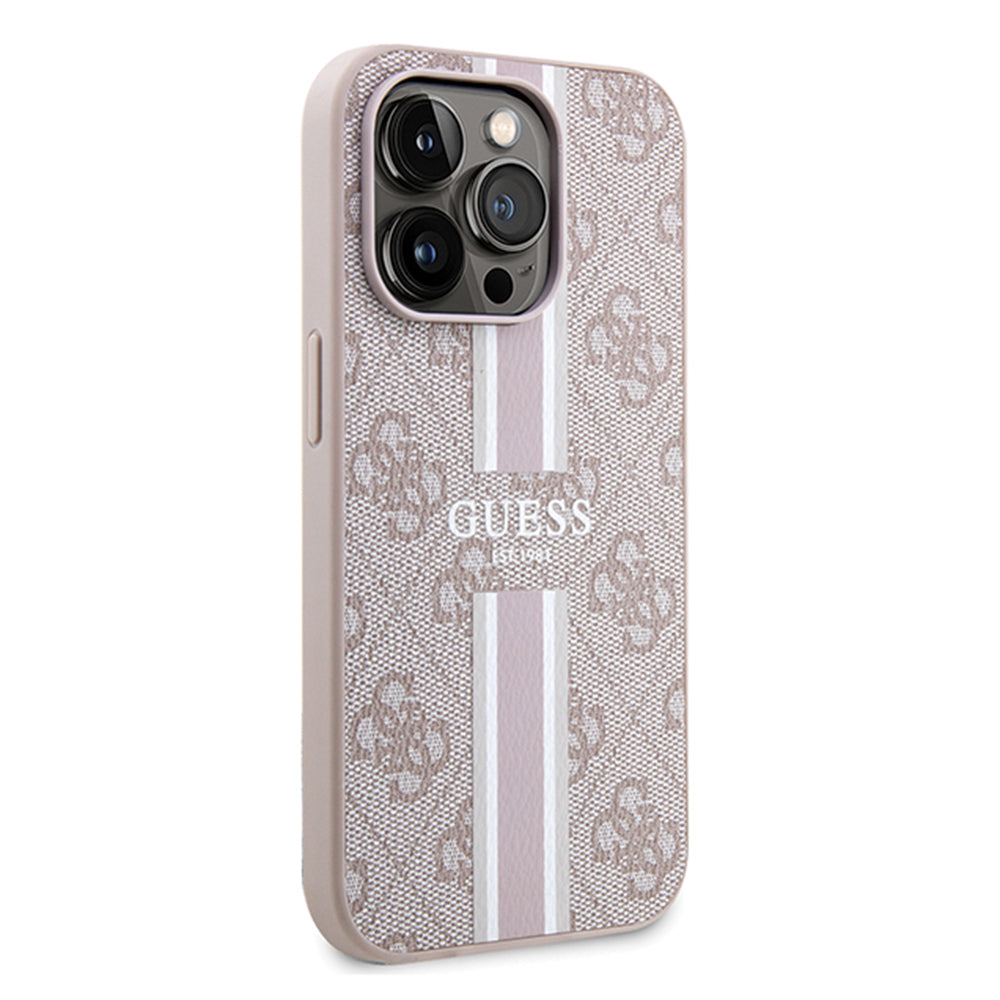MagSafe cover til Apple iPhone 15 Pro, Guess, 4G Printed Stripes, Pink