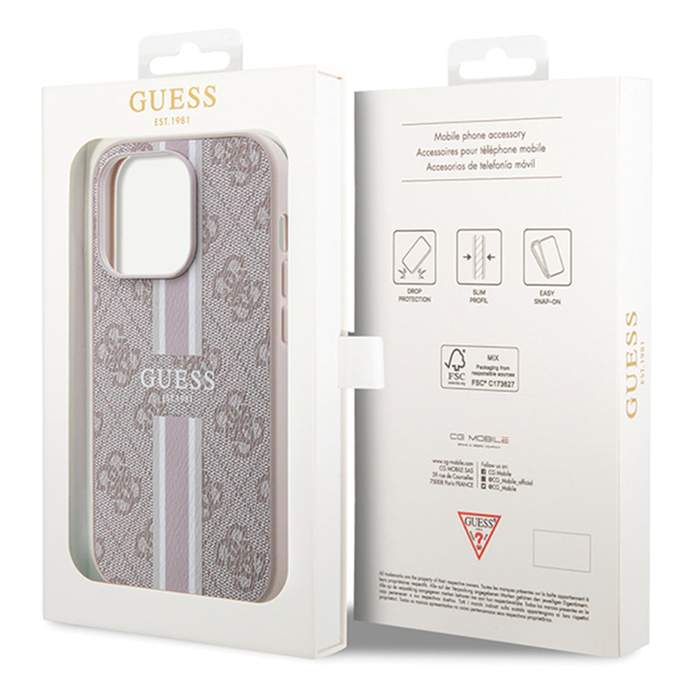 MagSafe cover til Apple iPhone 15 Pro, Guess, 4G Printed Stripes, Pink