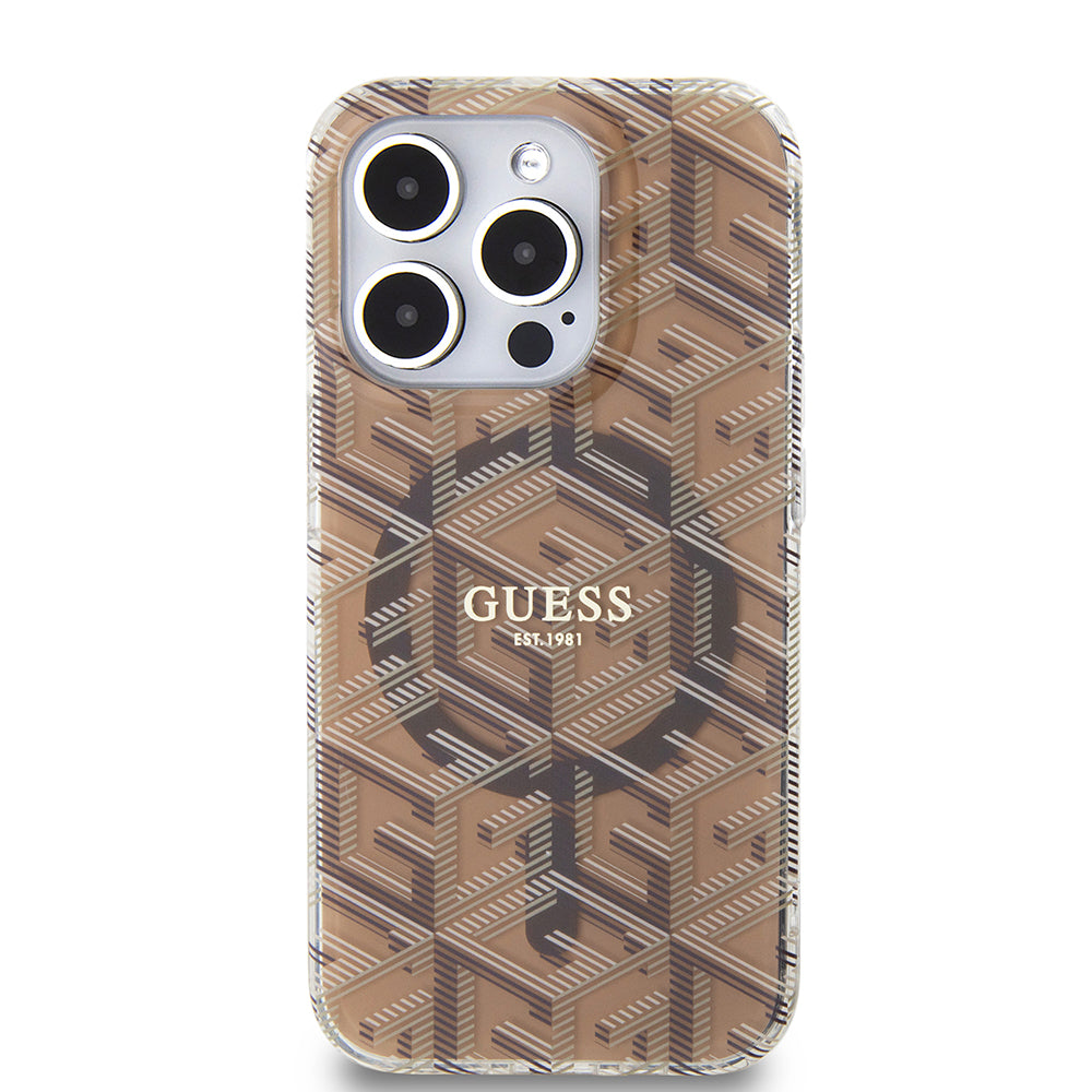 MagSafe cover til Apple iPhone 15 Pro, Guess, IML Gcube, Brun