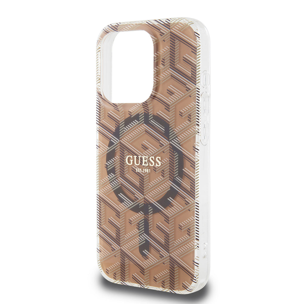 MagSafe cover til Apple iPhone 15 Pro, Guess, IML Gcube, Brun