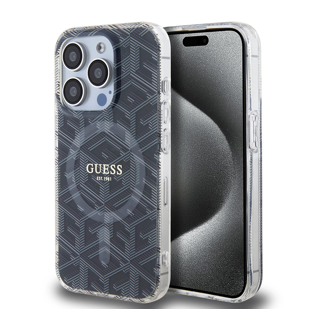 MagSafe cover til Apple iPhone 15 Pro, Guess, IML Gcube, Sort