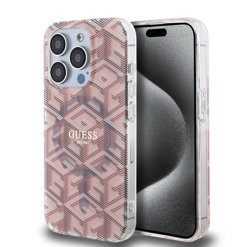 MagSafe cover til Apple iPhone 15 Pro, Guess, IML Gcube, Pink