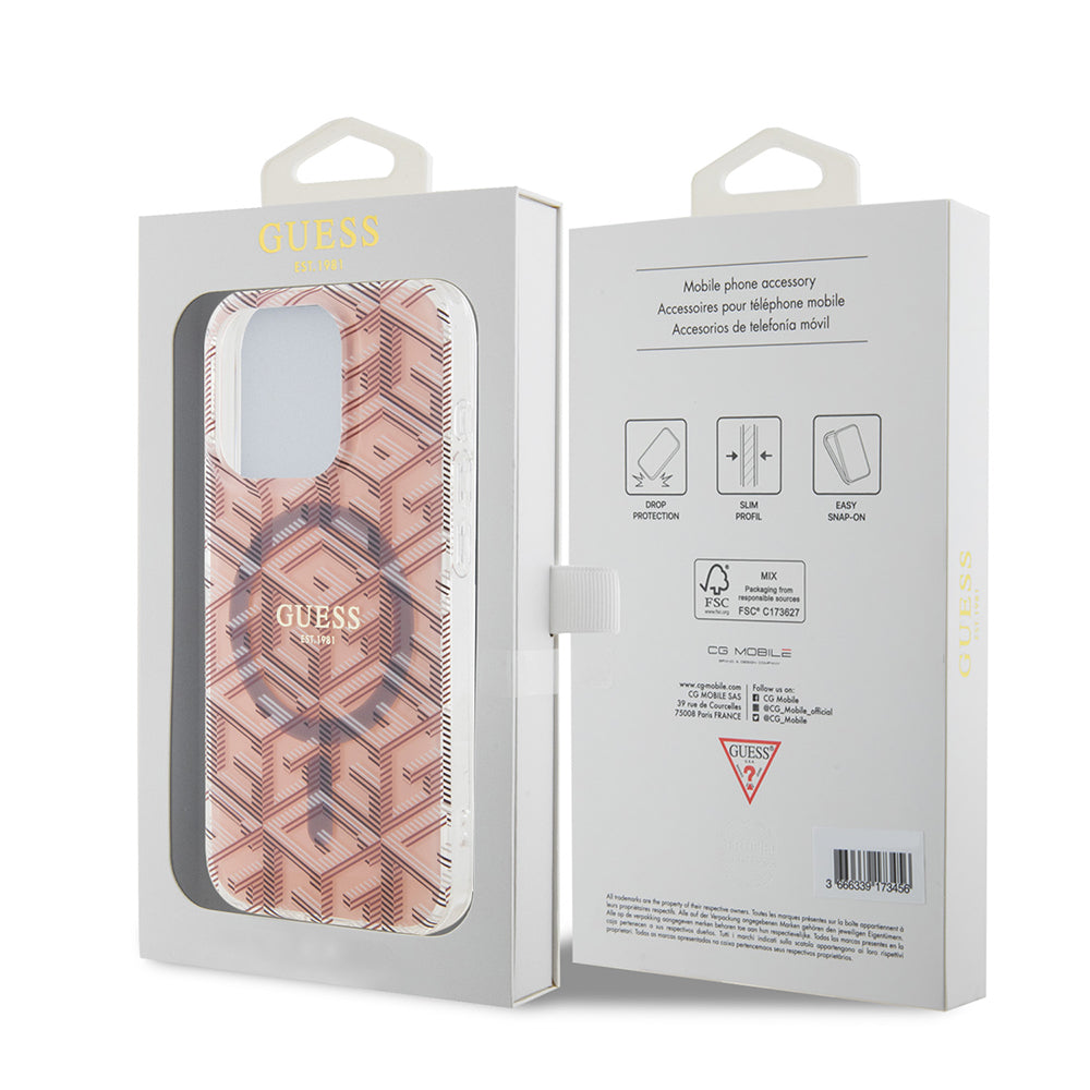 MagSafe cover til Apple iPhone 15 Pro, Guess, IML Gcube, Pink