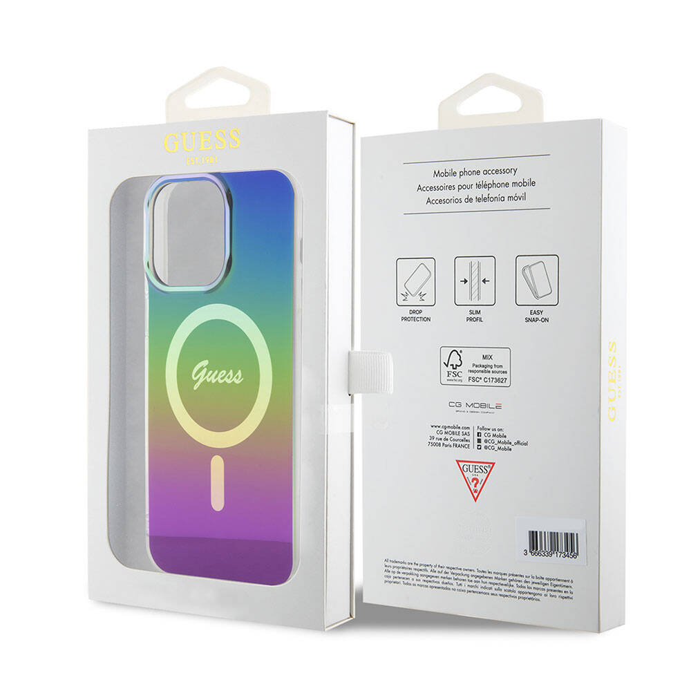 MagSafe cover til Apple iPhone 15 Pro, Guess, IML Iridescent, Multifarvet