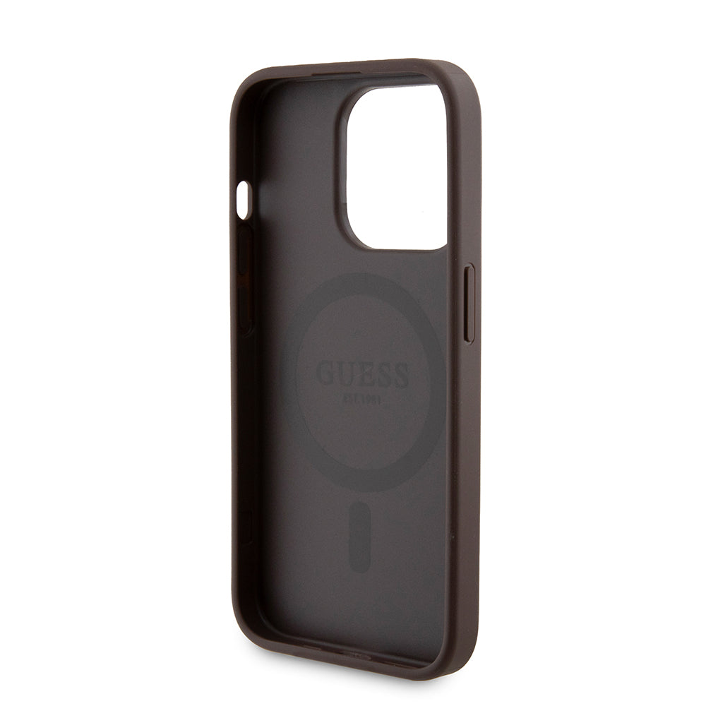 MagSafe cover til Apple iPhone 15 Pro, Guess, Powerbank 4G Metal Logo, Brun