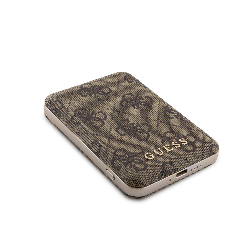 MagSafe cover til Apple iPhone 15 Pro, Guess, Powerbank 4G Metal Logo, Brun