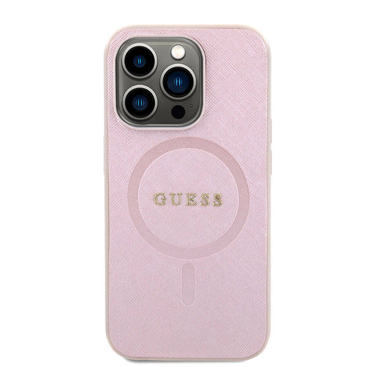 MagSafe cover til Apple iPhone 15 Pro, Guess, Saffiano, Pink