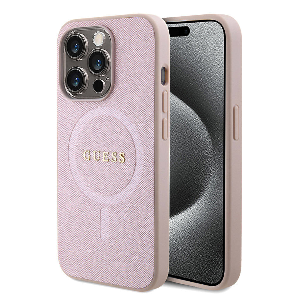 MagSafe cover til Apple iPhone 15 Pro, Guess, Saffiano, Pink