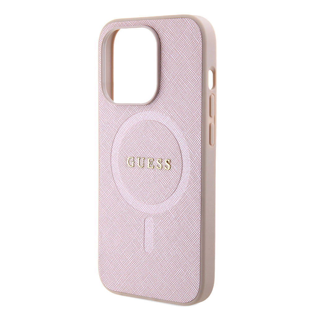 MagSafe cover til Apple iPhone 15 Pro, Guess, Saffiano, Pink