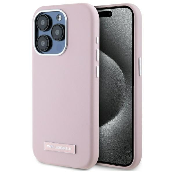 MagSafe cover til Apple iPhone 15 Pro, Karl Lagerfeld, FW Metal Plate, Pink