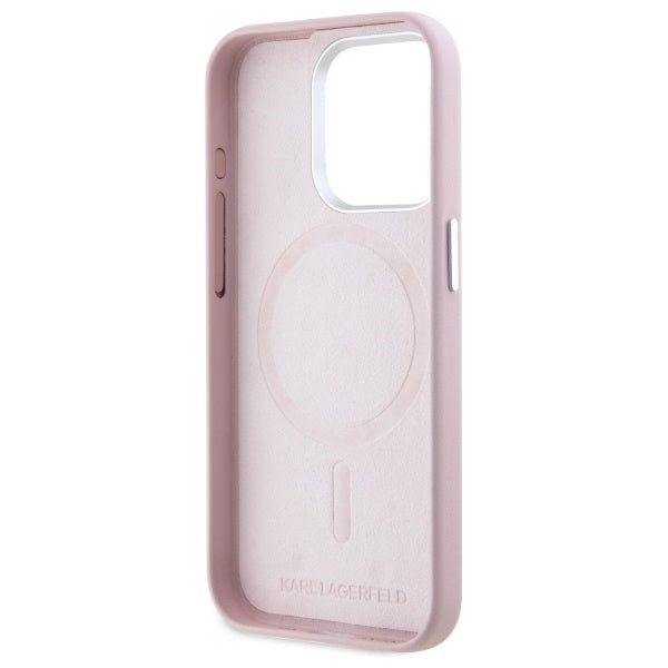 MagSafe cover til Apple iPhone 15 Pro, Karl Lagerfeld, FW Metal Plate, Pink