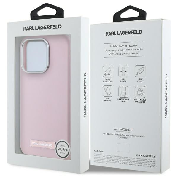 MagSafe cover til Apple iPhone 15 Pro, Karl Lagerfeld, FW Metal Plate, Pink