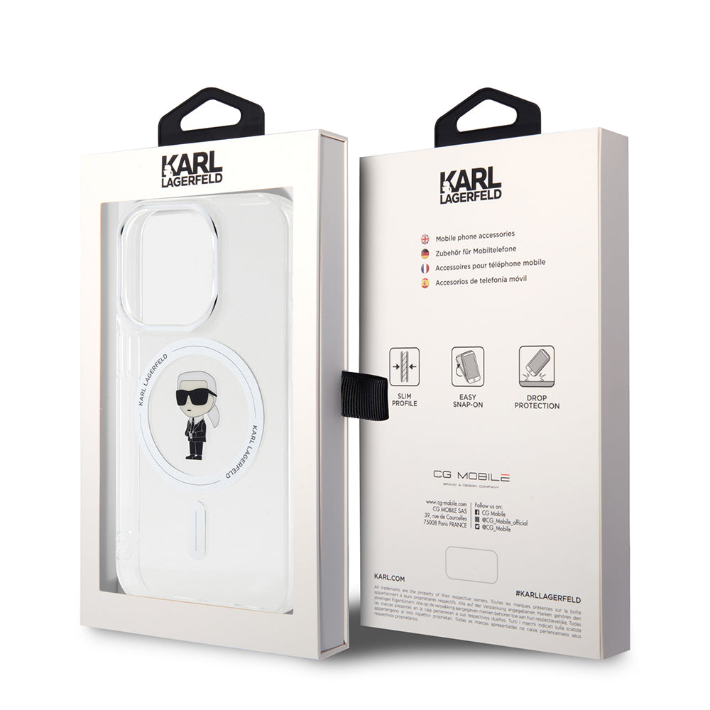 MagSafe cover til Apple iPhone 15 Pro, Karl Lagerfeld, IML Ikonik Karl, Gennemsigtig