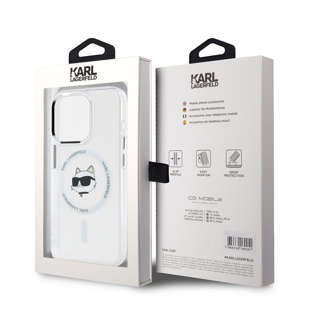 MagSafe cover til Apple iPhone 15 Pro, Karl Lagerfeld, IML Metal Choupette's Head, Hvid