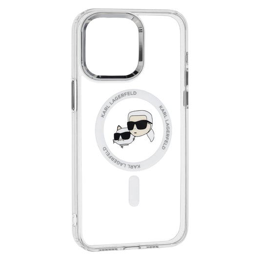 MagSafe cover til Apple iPhone 15 Pro, Karl Lagerfeld, IML Metal Karl & Choupette's Heads, Hvid
