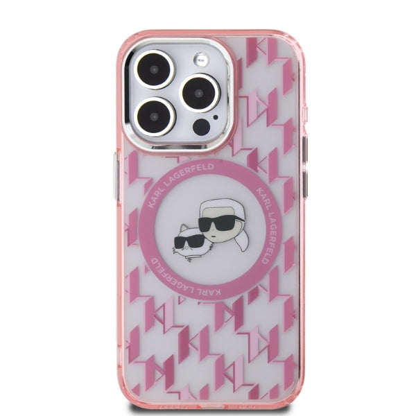 MagSafe cover til Apple iPhone 15 Pro, Karl Lagerfeld, IML Monogram Karl & Choupette's Heads, Pink