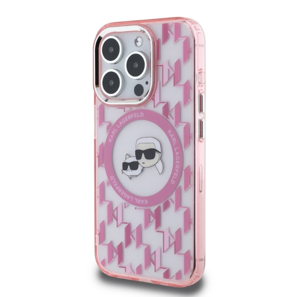 MagSafe cover til Apple iPhone 15 Pro, Karl Lagerfeld, IML Monogram Karl & Choupette's Heads, Pink