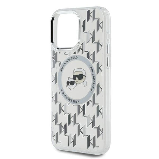 MagSafe cover til Apple iPhone 15 Pro, Karl Lagerfeld, IML Monogram Karl & Choupette's Heads, Transparent