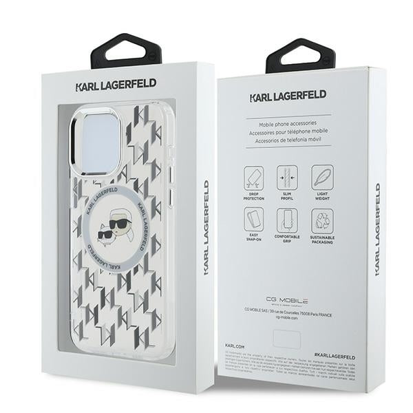 MagSafe cover til Apple iPhone 15 Pro, Karl Lagerfeld, IML Monogram Karl & Choupette's Heads, Transparent