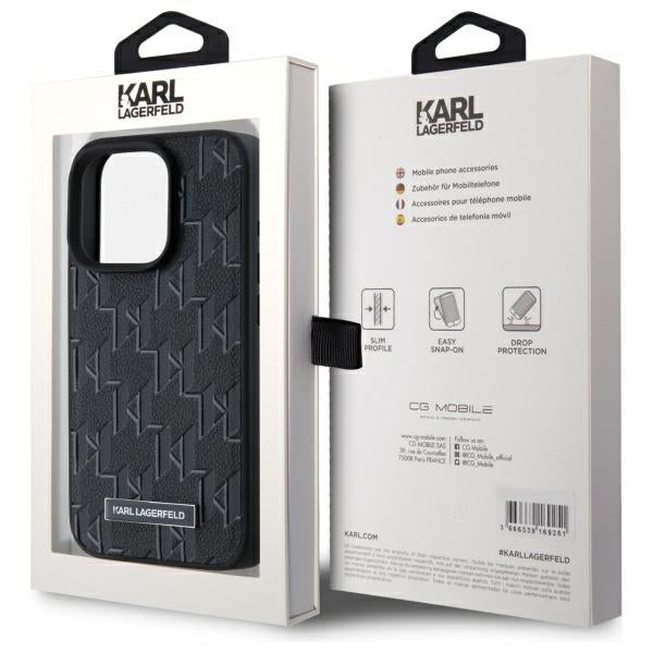 MagSafe cover til Apple iPhone 15 Pro, Karl Lagerfeld, Monogram Metal Logo, Sort