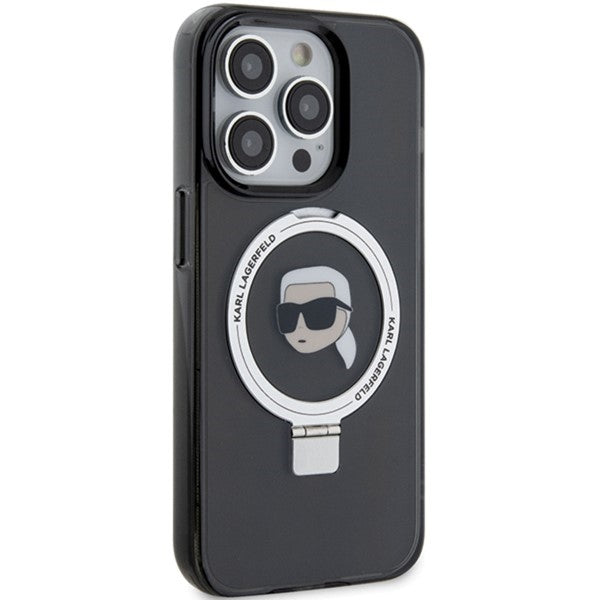 MagSafe cover til Apple iPhone 15 Pro, Karl Lagerfeld, Ring Stand Karl's Head, Sort