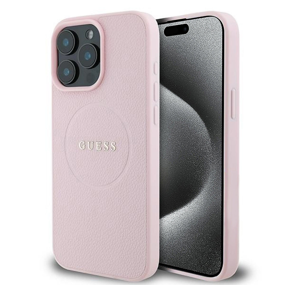 MagSafe cover til Apple iPhone 15 Pro Max, Guess, Grained Gold Ring, Pink