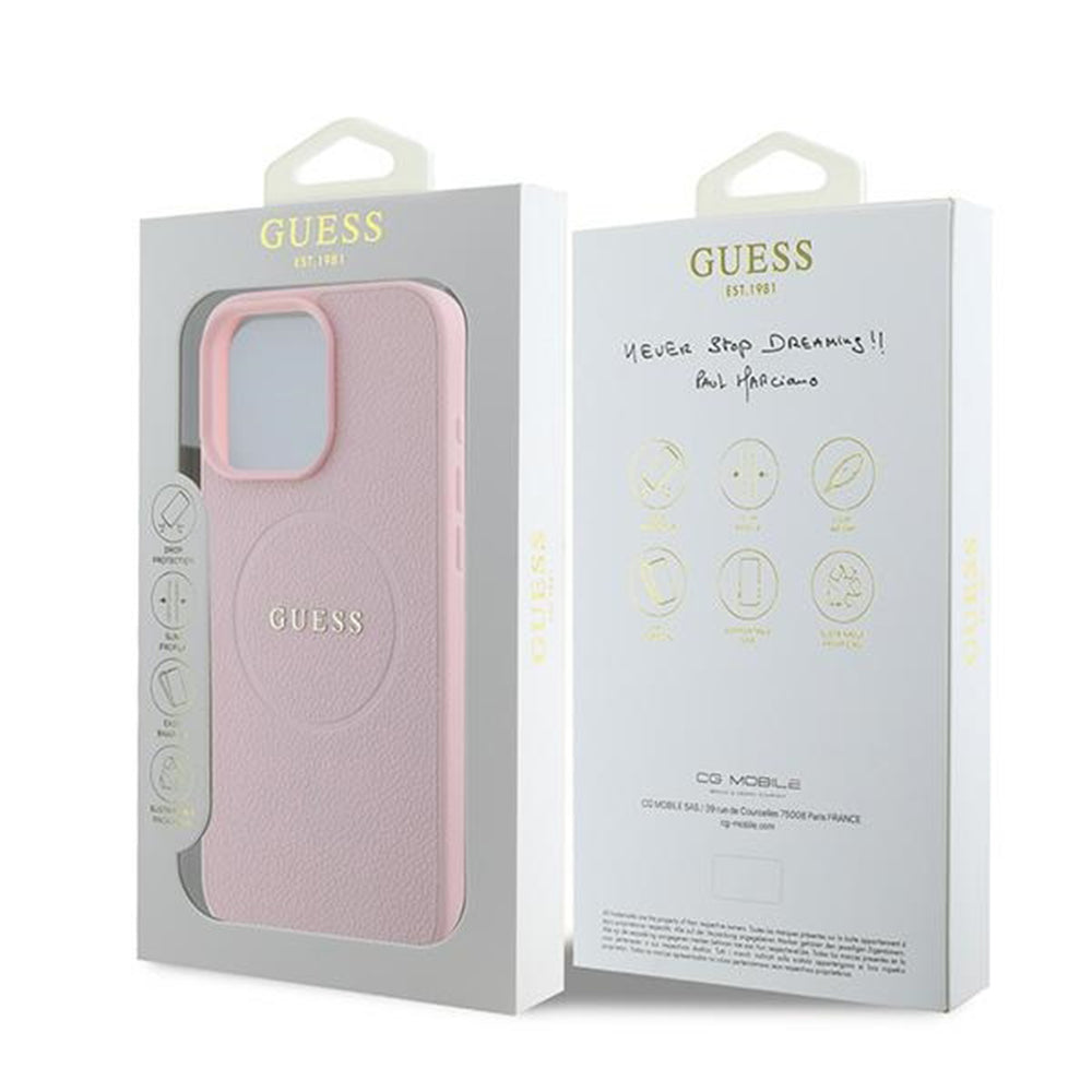 MagSafe cover til Apple iPhone 15 Pro Max, Guess, Grained Gold Ring, Pink