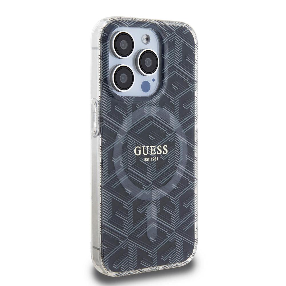 MagSafe cover til Apple iPhone 15 Pro Max, Guess, IML Gcube, Sort