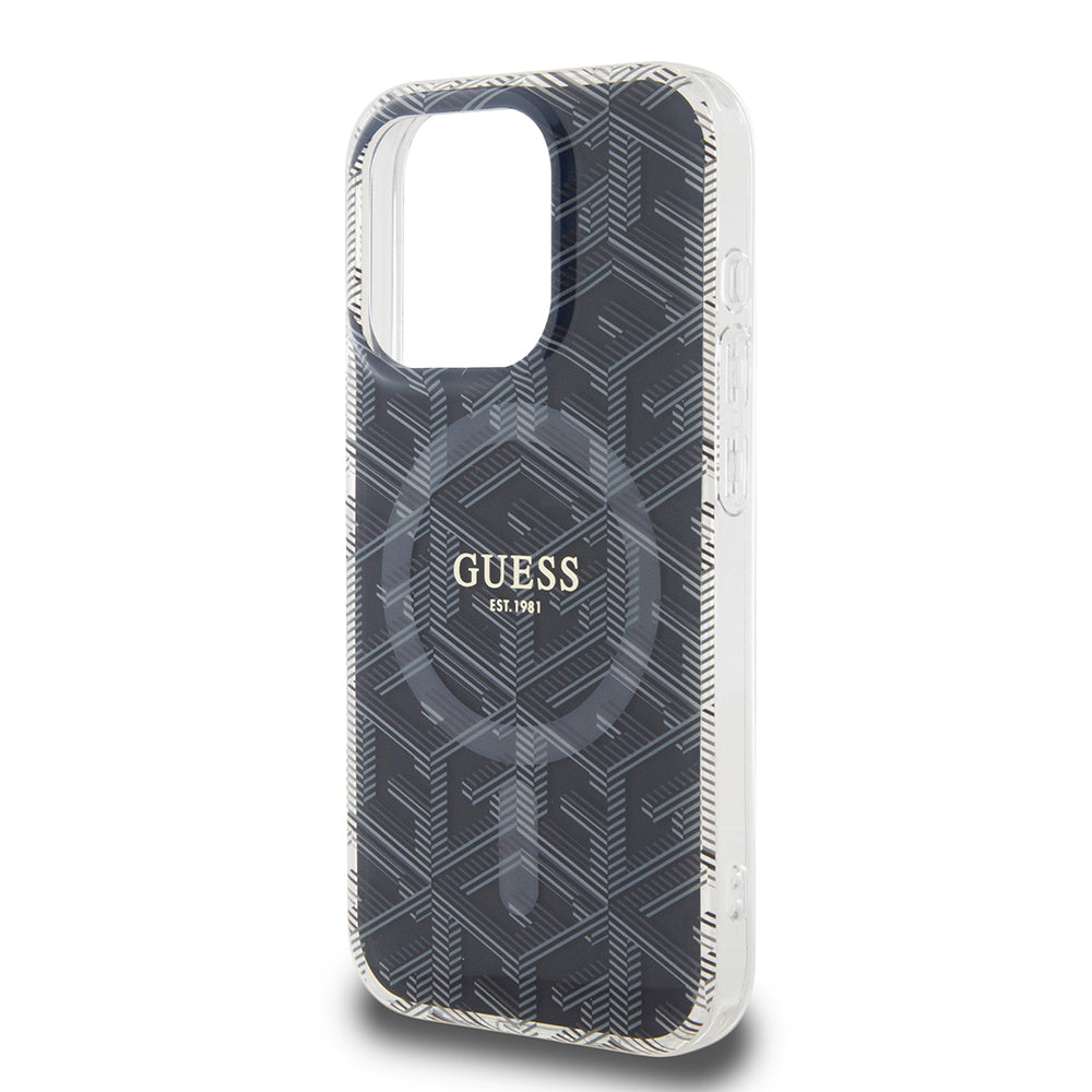 MagSafe cover til Apple iPhone 15 Pro Max, Guess, IML Gcube, Sort