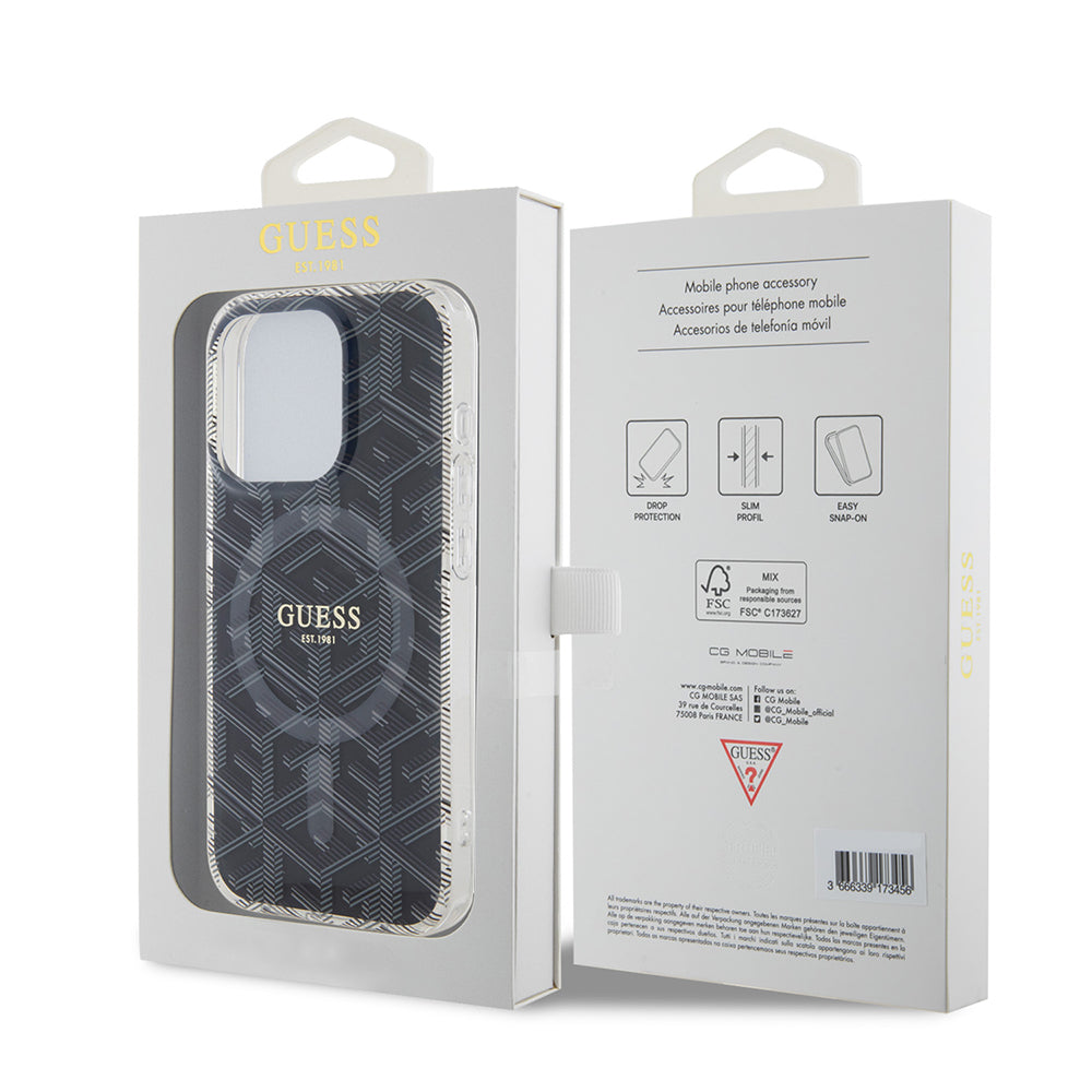 MagSafe cover til Apple iPhone 15 Pro Max, Guess, IML Gcube, Sort