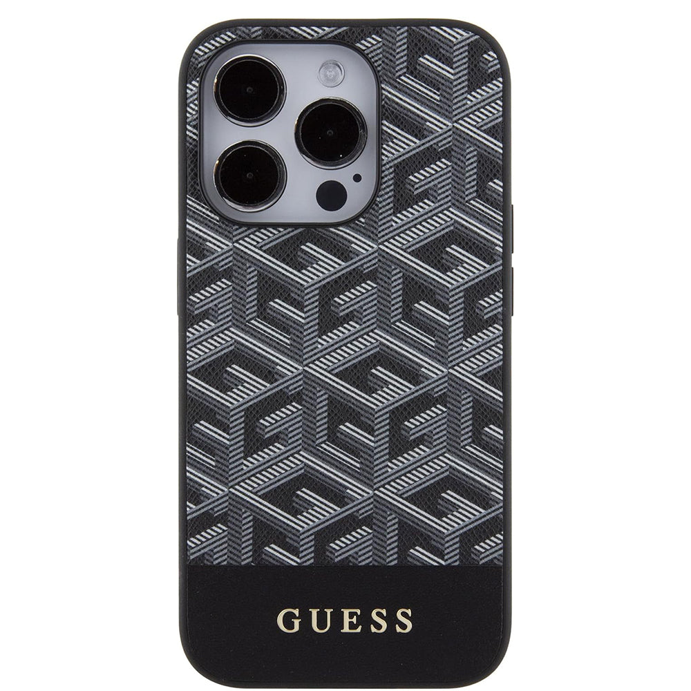 MagSafe cover til Apple iPhone 15 Pro Max, Guess, PU G Cube, Sort