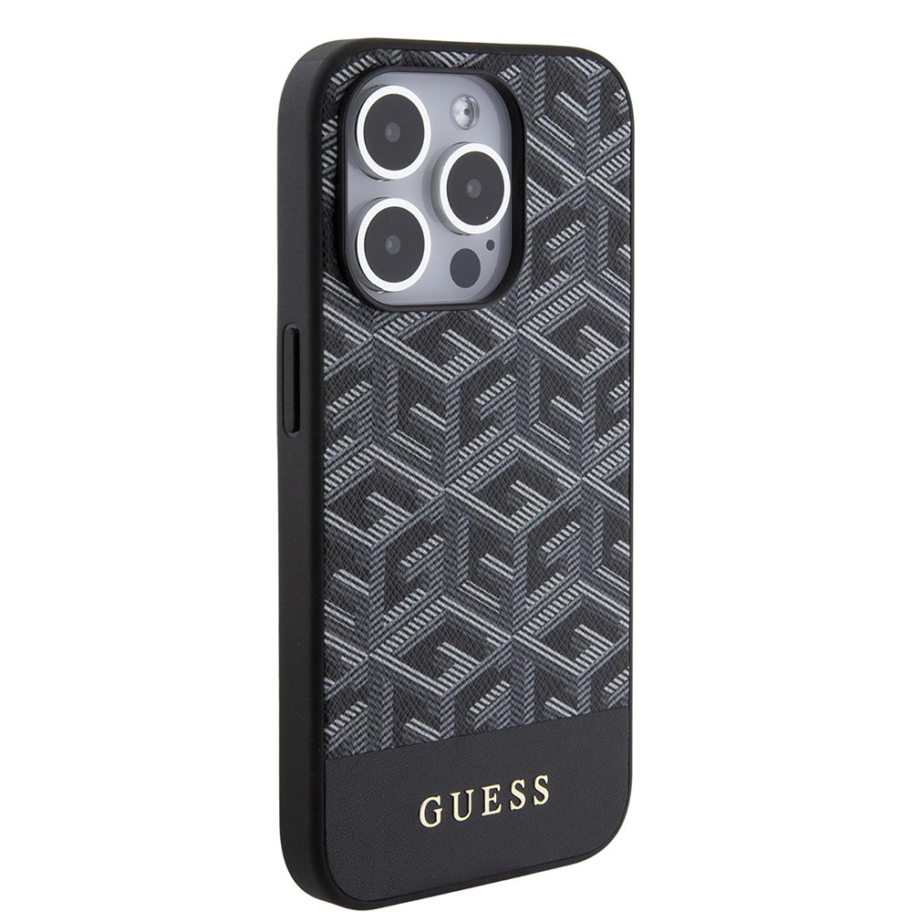 MagSafe cover til Apple iPhone 15 Pro Max, Guess, PU G Cube, Sort