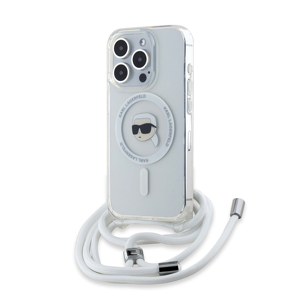 MagSafe cover til Apple iPhone 15 Pro Max, Karl Lagerfeld, IML Crossbody Karl's Head, Gennemsigtig