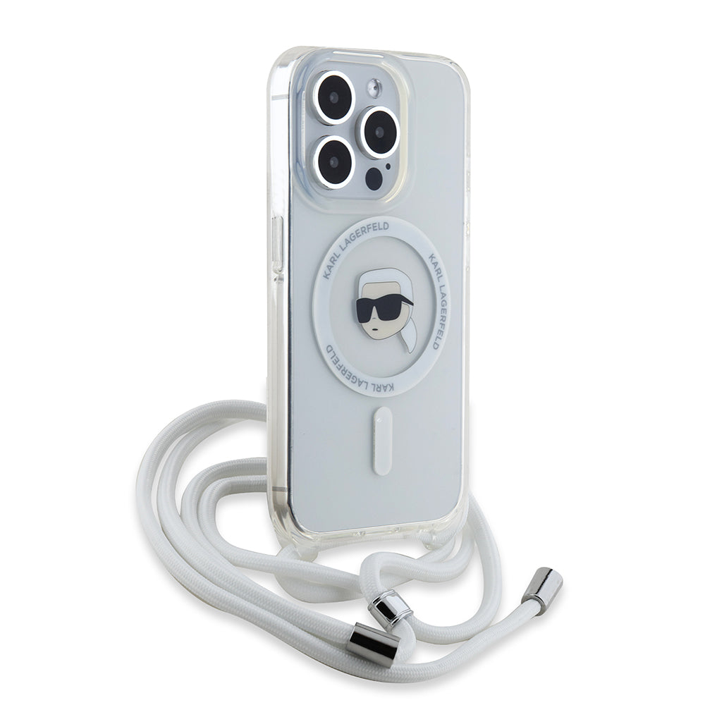 MagSafe cover til Apple iPhone 15 Pro Max, Karl Lagerfeld, IML Crossbody Karl's Head, Gennemsigtig